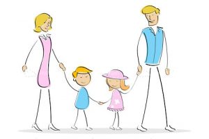 Isolated family standing